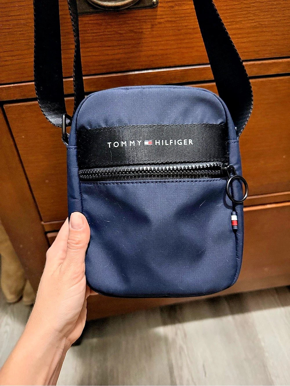 Tommy Hilfiger Daily Nylon Logo Patch Mini Reporter Crossbody Bag Blue Crossbody